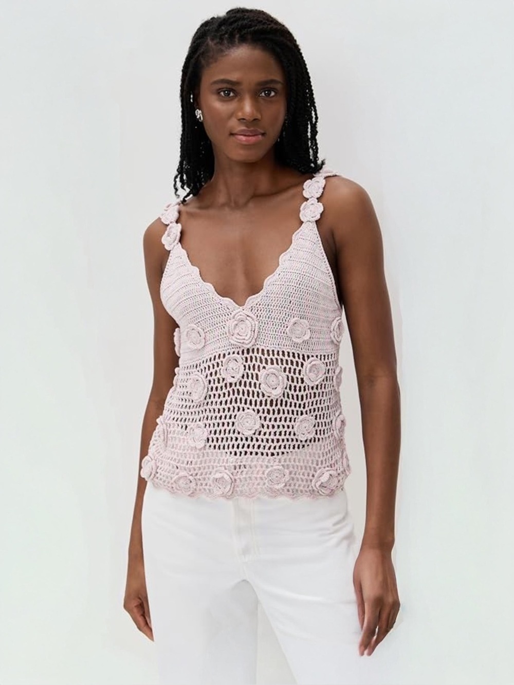 BLANKNYC Twinkle Toes Crochet Tank Top Lavender 3D Rosette Floral NWT Sz S